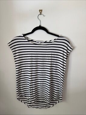 Green Envelope White and Black Striped Short Sleeve Tee